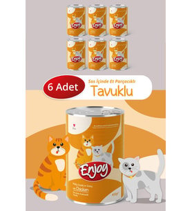 Enjoy Tavuklu Kedi Konservesi Sos İçinde Et Parçacıklı 400 Gr x6