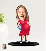 Kişiye Özel Hamile Kadın Karikatür Ahşap Biblo