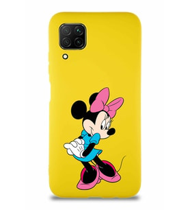 Huawei P40 Lite Soft Premier Kapak Minnie Mouse-F Tasarımlı Silikon Kılıf - Sarı (Şeffaf)
