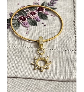Baget Taşlı Charm 925 Ayar Gümüş Ajda Bilezik
