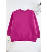 Büyük Beden Oversize Bisiklet Yaka Standart Kol Kalın İçi Polarlı Yırtmaçlı Örme Sweatshirt
