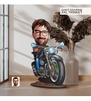 BK Gift Kişiye Özel Erkek Motorcu Karikatürlü Büyük Boy Ahşap Biblo-2, Arkadaşa Hediye , Sevgiliye Hediye, Kişiye Özel Biblolar