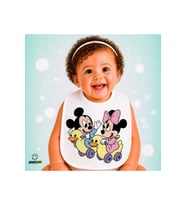 Mickey ve Minnie Keten Bebek Mama Önlüğü – Yumuşak, Emici, Yıkanabilir, Özel Tasarım P132