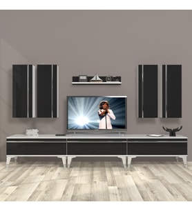 Decoraktiv Eko 8D Mdf Silver Tv Ünitesi Tv Sehpası (Siyah - Beyaz)
