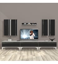 Decoraktiv Eko 8D Mdf Silver Tv Ünitesi Tv Sehpası (Siyah - Beyaz)
