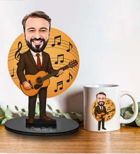 Kişiye Özel Müzik Öğretmeni Tasarımlı Karikatür Biblo Ve Kupa Hediye Seti 295