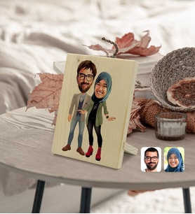 BK Gift Kişiye Özel Sevgililer Karikatürlü Dekoratif Ahşap Çerçeve Model 60