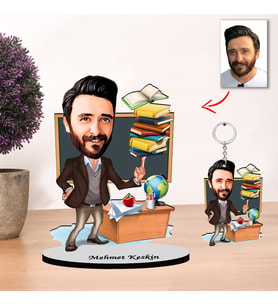 Kisiye Özel Karikatür erkek Öğretmen Biblo ve anahtarlık 3