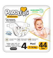 Paddlers Protection Bebek Bezi 4 Numara Maxi (7-14 Kg) 44 Adet – Jumbo Paket, Maksimum Koruma