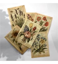 A6 (10,5x14,8 cm) Vintage Çiçek Temalı 6’lı Kağıt Seti  Journal, Scrapbook, Defter Süsleme (Çok Renkli)