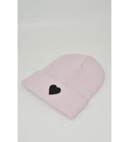 Moxxo Sevgililer Günü Özel Koleksiyonu Siyah Kalp Figürlü Pembe Renk Unisex Erkek/Kadın Bere (Pembe)