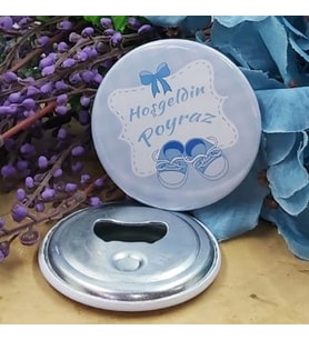 15 Adet Fiyonlu ve Ayakkabilı Konsepet Baskılı Erkek Bebek Metal Magnet Açacak 58 mm-