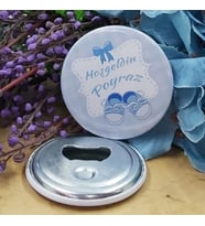 15 Adet Fiyonlu ve Ayakkabilı Konsepet Baskılı Erkek Bebek Metal Magnet Açacak 58 mm-