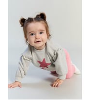 LCW baby Gri Yıldız Baskılı Kız Bebek Sweatshirt Ve Tayt