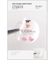 Kırk Uçurma Sepeti Etiketi Erkek - Kız Bebek Seçenekli 48 Adet Hediye Etiket 3x3 cm şeffaf