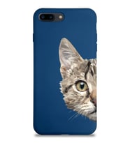 Apple iPhone 7 Plus Uyumlu Lansman Kılıf Catface Tasarımlı Altı Kapalı İçi Kadife Kaplı  Kapak (Şeffaf)