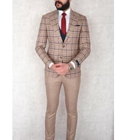 Jan Carlucci Slimfit Yelekli Drop 6 Takım (Krem)