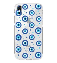 PrintiFy iPhone X ile Uyumlu Nazar Boncuğu 1 Baskılı Kamera Korumalı Şeffaf Silikon Kılıf