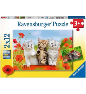 Ravensburger 2X12P Puz Yavru Kediler (Krem)