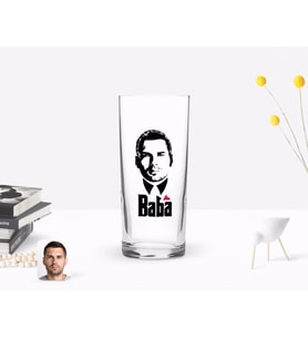 BK Gift Kişiye Özel Renkli Baskılı Godfather Baba Tasarımlı Rakı Bardağı-13 (Beyaz)