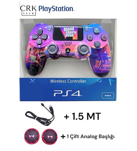 Playstation 4 DualShock Yeni Nesil V2 Yenilenmiş Gamepad + 1.5 MT Şarj Kablo + 1 Çift Analog Başlığı Hediye