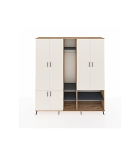 Hyperion Dolap 15 Raflı 5 Kapaklı Tek Askılı 220x44x243 Çam-Aytaşı/Antrasit