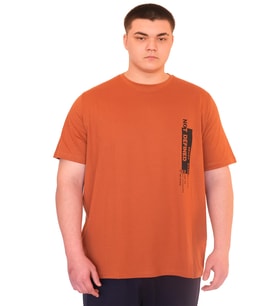 Mode XL Büyük Beden Erkek T-Shirt Bisiklet Yaka NOT DEFINETS Baskılı U25009 Tarçın