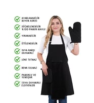 Star 4lü Set Ayarlanabilir Askılı Mutfak Önlüğü Seti (ELDİVEN TUTACAK)