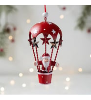 yaşlı Santa Claus Elk Sıcak Hava Balonu Süsü, 1 adet Dövme Demir