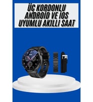 Amoled Ekran Akıllı Saat Üç Kordonlu İOS Android Uyumlu