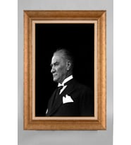 EV İŞYERİ OFİS İÇİN ALTIN ÇERÇEVELİ PASPARTULU ATATÜRK TABLO S340