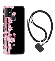 INFINIX Hot 8 9 10 11S Hot 10 Play 10T Kılıf Boyun Askılı Silikon Pink Flowers 3 1393