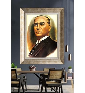 Gümüş Çerçeveli Atatürk Tablo ds48