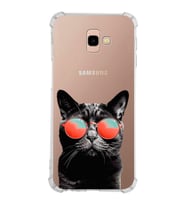 PrintiFy Samsung Galaxy J4+ Plus Uyumlu Kedi 3 Baskılı Şeffaf Köşe Korumalı Antişok Kılıf