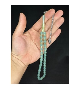 TOZ KEHRİBAR TESBİH MAVİ/YEŞİL RENKLİ KAPSÜL KESİM 12MMX8MM