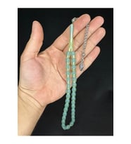 TOZ KEHRİBAR TESBİH MAVİ/YEŞİL RENKLİ KAPSÜL KESİM 12MMX8MM