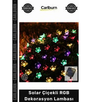 #Solar 30 Ledli Bahçe Dış Mekan Peyzaj Aydınlatma Güneş Enerjili Solar Çiçekli RGB Dekorasyon Lambas