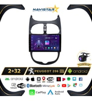 Peugeot 206  2001-2008 Model 2GB + 64GB Android 13 Kablosuz Carplay Navigasyon Multimedya Sistemi