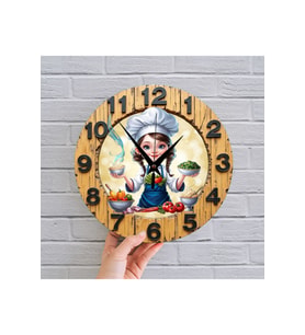 bilge Tasarım 2D GÖRÜNÜMLÜ MUTFAK Duvar Saati 35 x 35 CM (Çok Renkli)