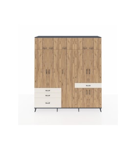 Hyperion Dolap 11 Raflı 4 Çekmeceli 2 Askılı 220x44x243 Antrasit-Çam/Aytaşı