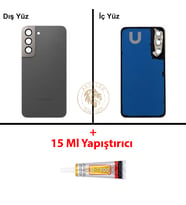 Samsung S22 Grafit Arka Pil Kapağı Batarya Kapağı Lazer Kesim + B-7000 Yapıştırıcı