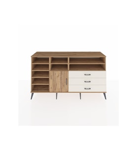 Kronos Konsol 8 Raflı 3 Çekmeceli Tek Kapaklı  176x59x99 Çam-Çam/Aytaşı