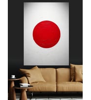 Japonya Bayrağı Minimalist Tasarım Dekoratif Kanvas - Mdf Ahşap Tablo