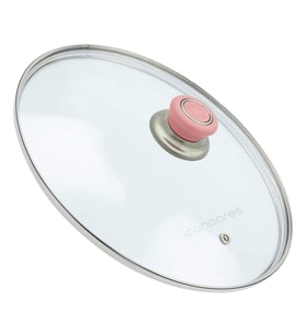 Tencere Sahan Tava Cam Kapağı Kapak 18 cm Pembe Tutma Tepesi