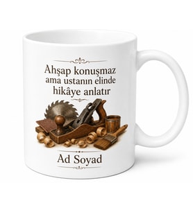 Marangoza Hediye Vernik Mobilya Montajı Zımpara Ahşap Kesim Temalı Baskılı Kupa Bardak