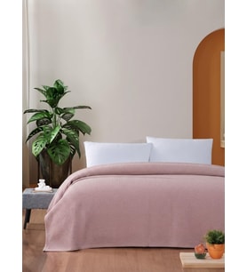 Tek Kişilik Pike Pamuklu Yatak Örtüsü 170x230 Pembe