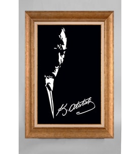 Çerçeveli Paspartulu Atatürk Tablo a651 (Gold)