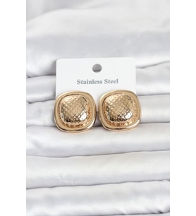 316L Çelik Gold Renk Düğme Model Kadın Küpe TJ-BKP11816