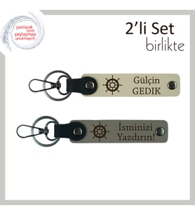 Baba İçin Sadelikte Şıklık Sunan Armağan, Gemi Desenli Deri Set, Sütlü Kahve-Kül Gri