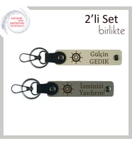 Baba İçin Sadelikte Şıklık Sunan Armağan, Gemi Desenli Deri Set, Sütlü Kahve-Kül Gri